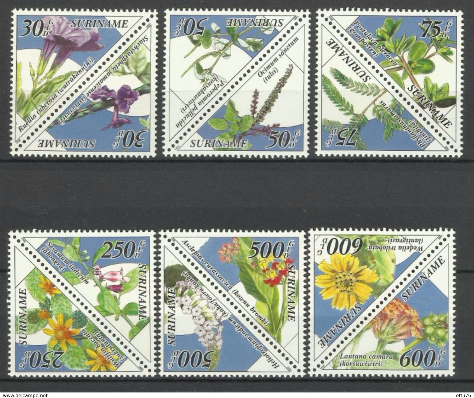 Surinam  Suriname  1995  Medicinal Plants  Flowers  Set  MNH - Plantes Médicinales