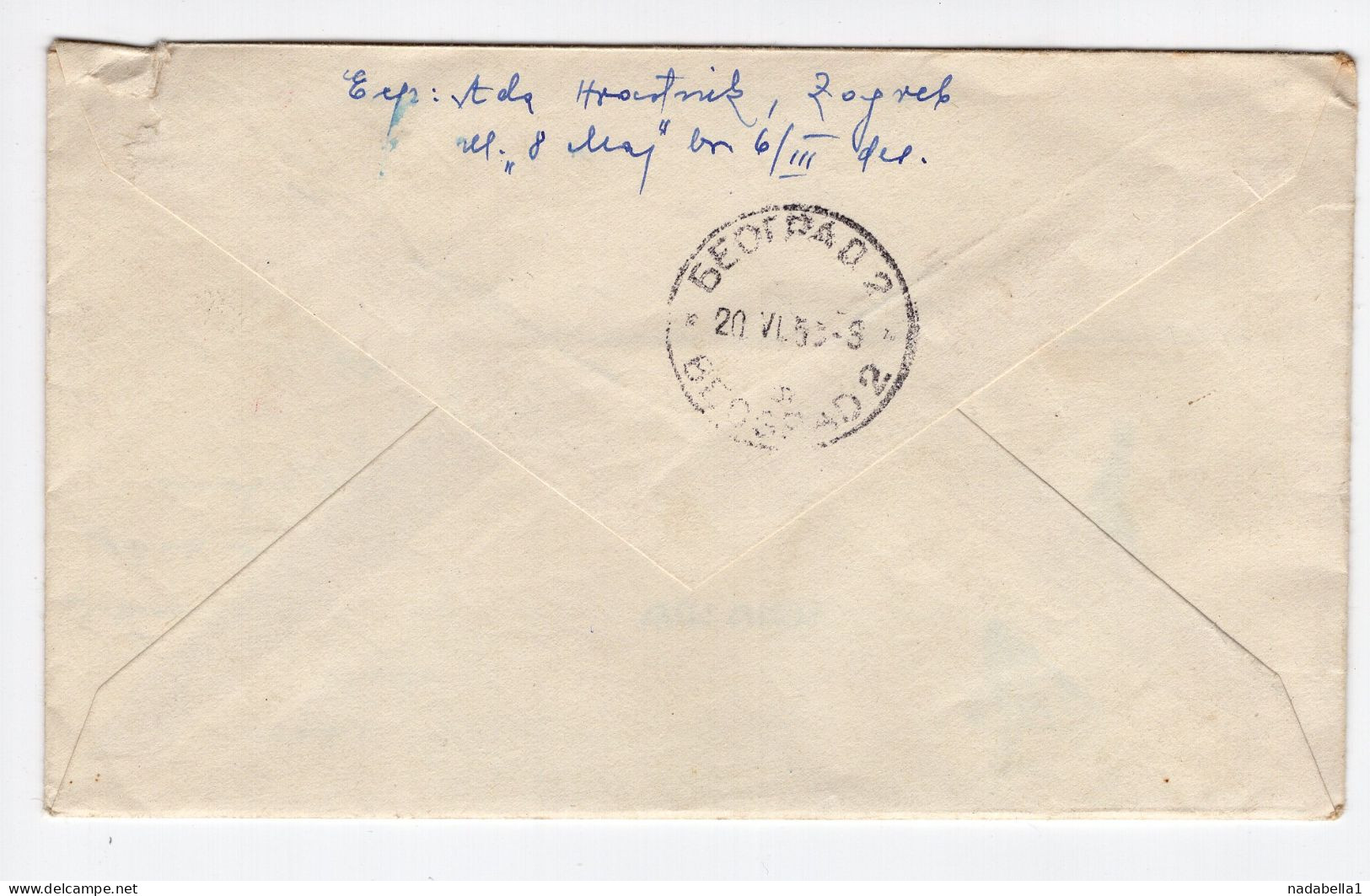 1958. YUGOSLAVIA,CROATIA,ZAGREB,REGISTERED COVER TO BELGRADE - Storia Postale