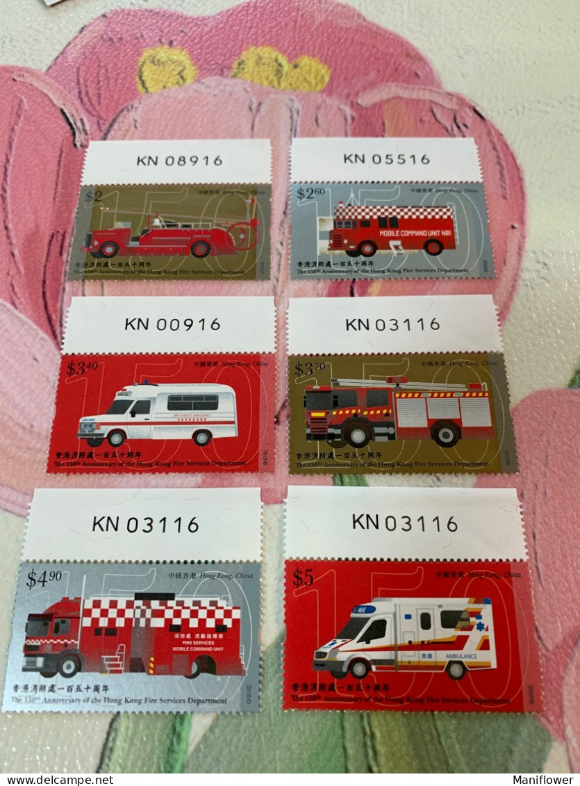 Hong Kong Stamp Fire Engine Ambulance MNH 2018 With Numbers - Ungebraucht