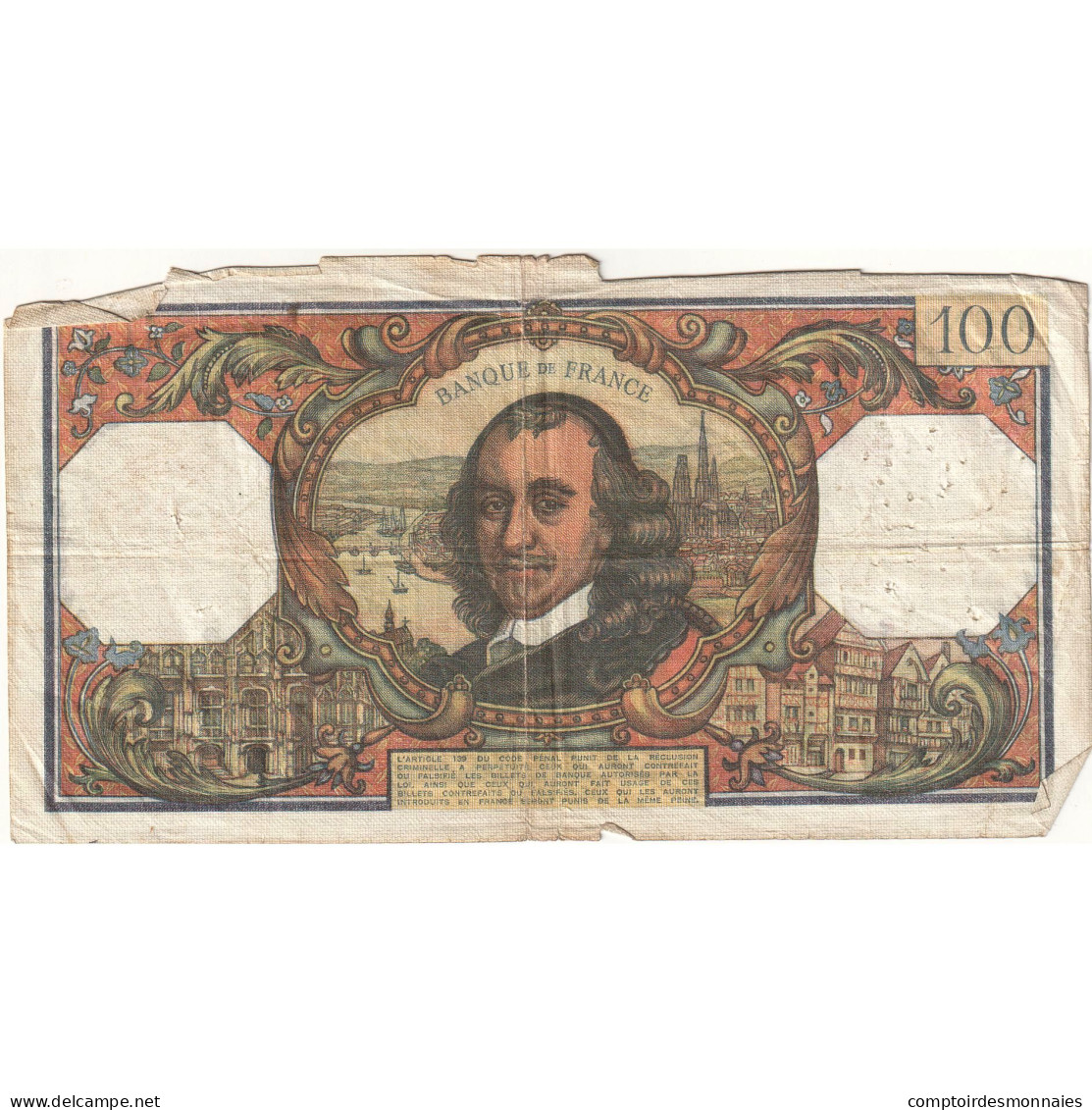 France, 100 Francs, Corneille, 1973, D.739, AB+, Fayette:65.43, KM:149d - 100 F 1964-1979 ''Corneille''