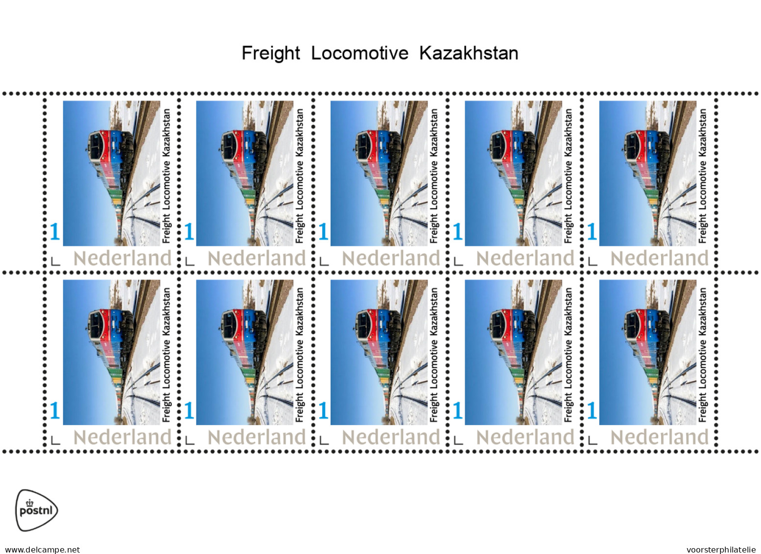 NETHERLANDS PAYS BAS TRAIN TREIN ZUG FREIGHT LOCOMOTIVE KAZAHKSTAN - Persoonlijke Postzegels