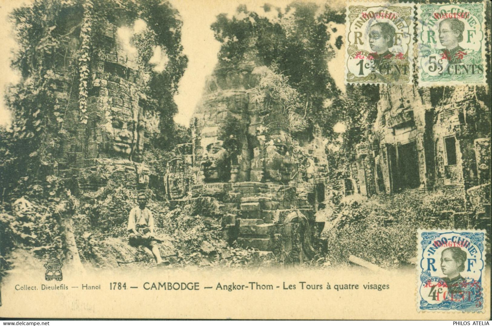 CPA Collection Dieulefils Hanoi Cambodge Angkor Thom YT N° 51 53 54 Indochine Indo Chine Surchargés Mong-tzeu Mongtzeu - Storia Postale