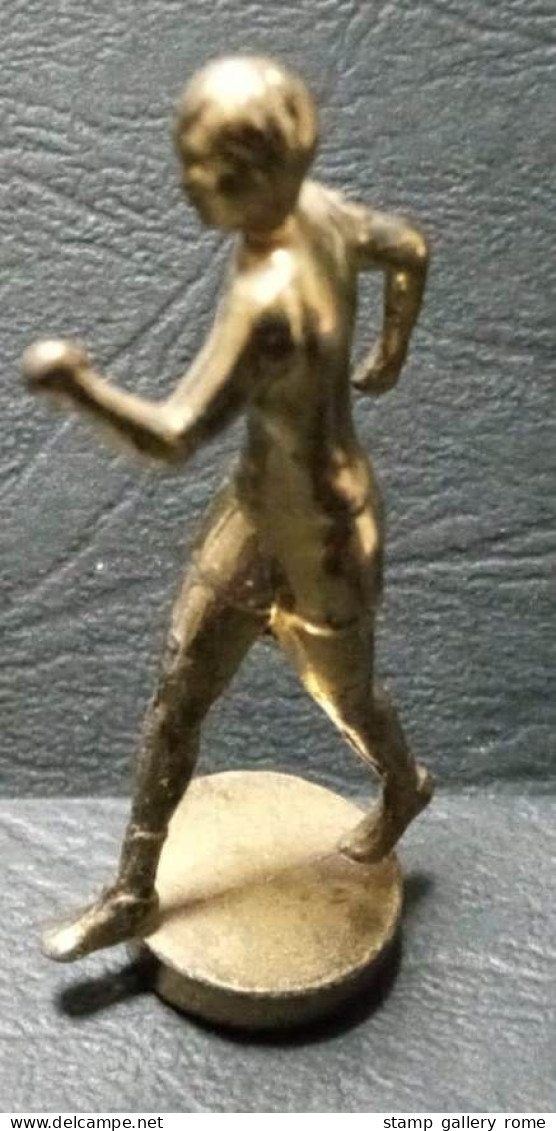 Statuetta In Bronzo - " Il Maratoneta "  Formato H 5 Cm X Largh. Base 2 Cm. Fronte Retro - Personnages