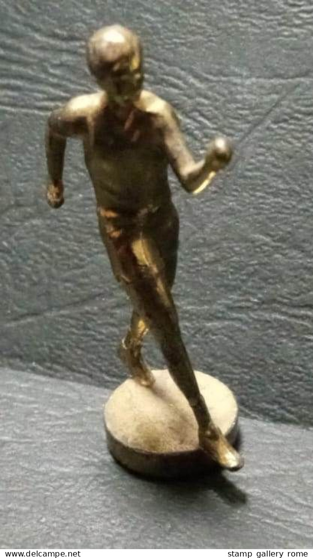Statuetta In Bronzo - " Il Maratoneta "  Formato H 5 Cm X Largh. Base 2 Cm. Fronte Retro - People