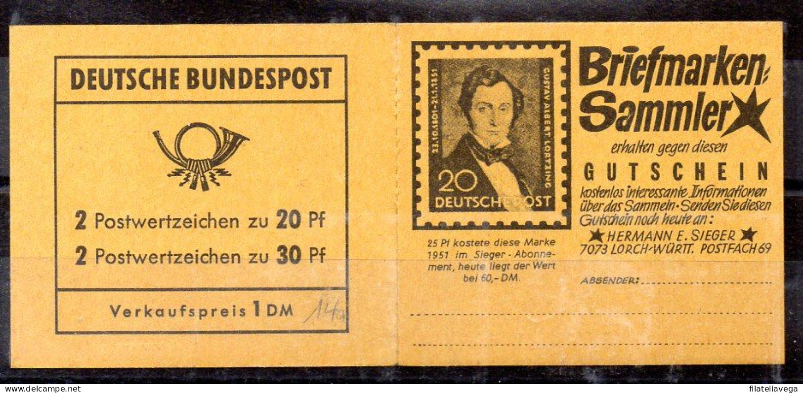 Carnet De Alemania Nº Michel 14 ** - 1951-1970