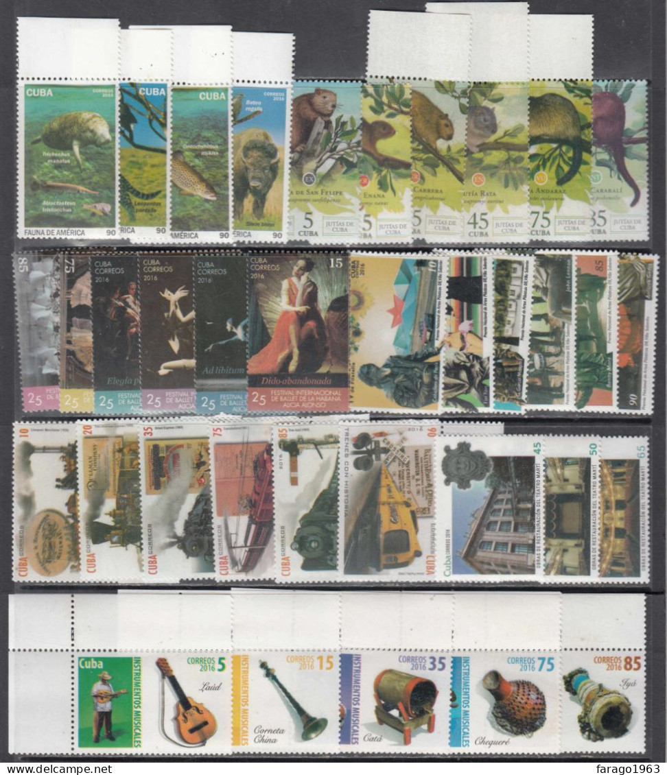 2016 Cuba  Collection Of 95 Different Stamps And 10 Mini Sheets MNH - Verzamelingen & Reeksen