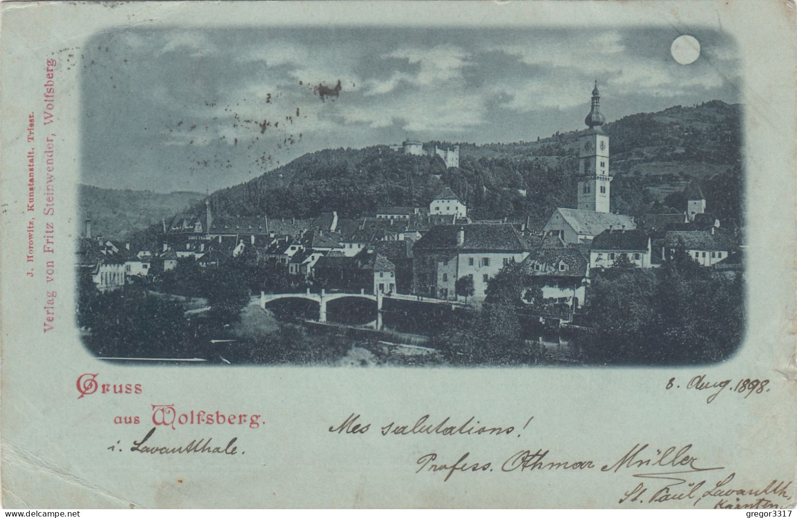 E2956) GRUSS Aus WOLFSBERG - MONDSCHEIN LITHO 1898 - Wolfsberg