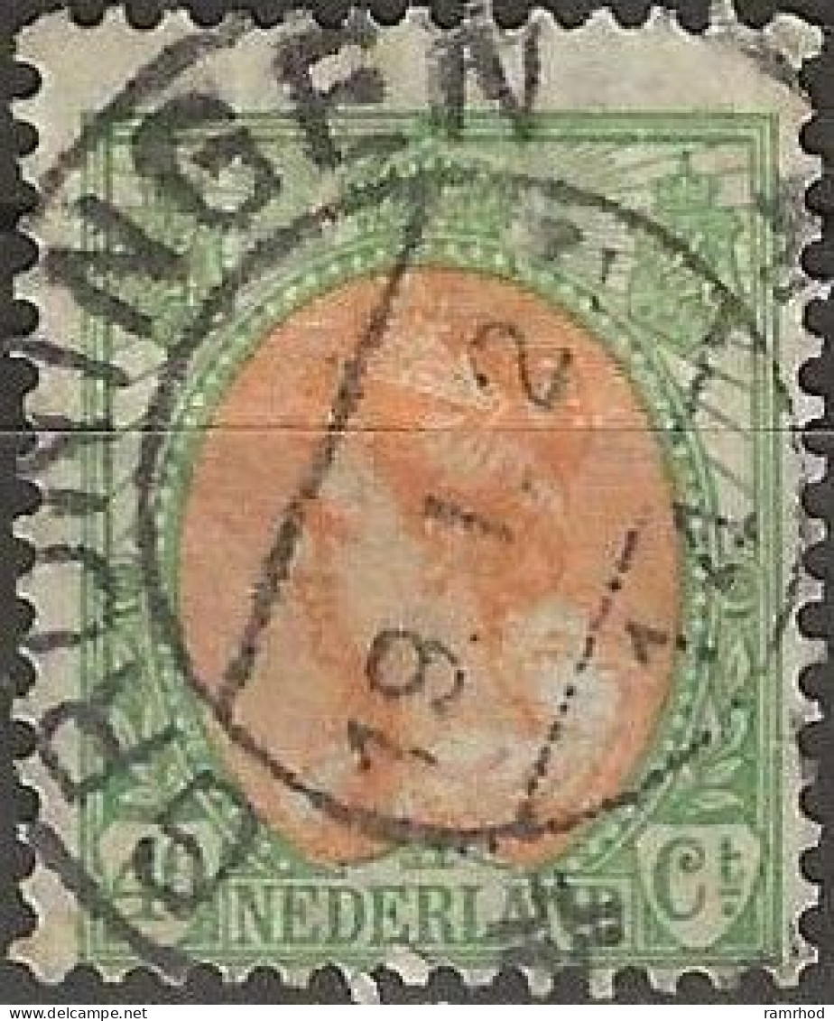 NETHERLANDS 1898 Queen Wilhemena - 40c. - Orange And Green FU - Oblitérés