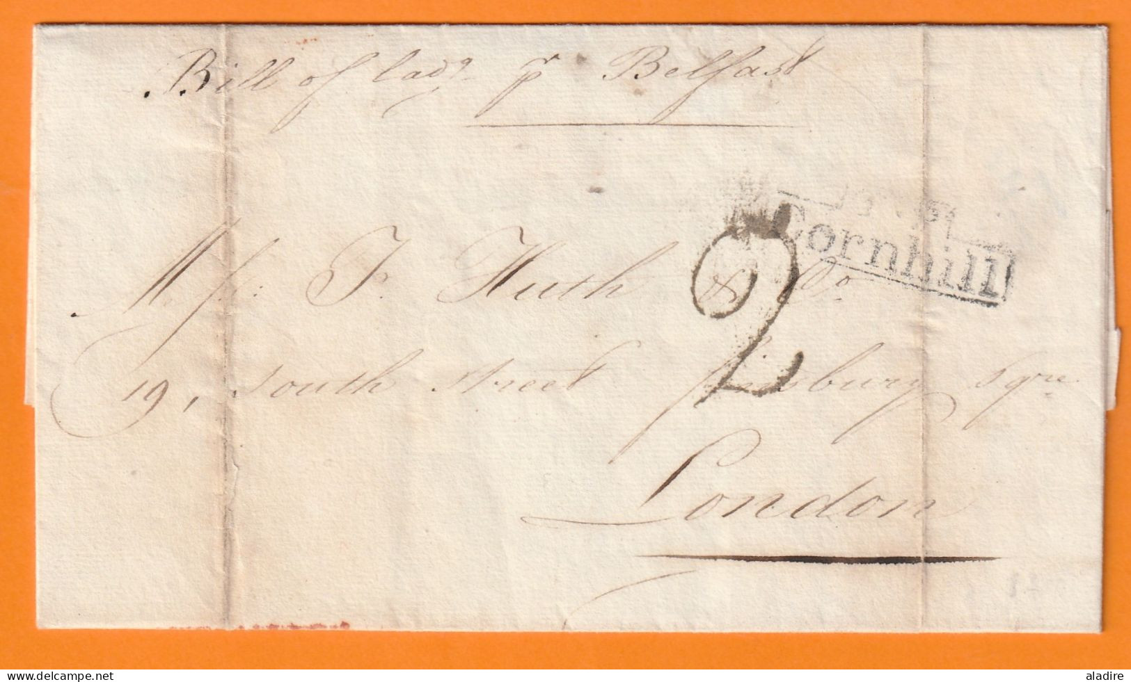 1831 - Lettre Pliée Avec Correspondance En Anglais De CALAIS Vers CORNHILL, LONDON (où Il Est Question De Soie) - 1801-1848: Precursors XIX