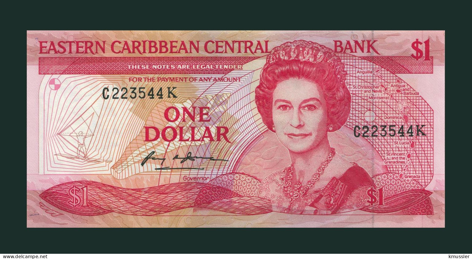 # # # Banknote Ostkaribik (Eastern Caribbean) 1 Dollar (P-13) UNC # # # - Caraïbes Orientales