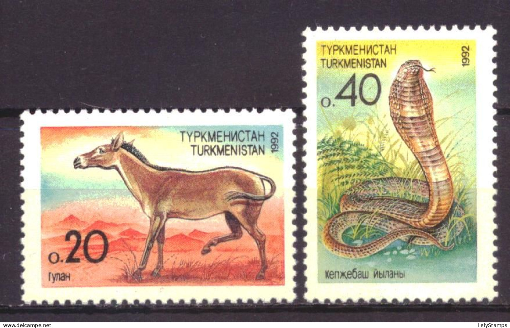 Turkmenistan 2 & 3 MNH ** Animals Nature Horse Snake (1992) - Turkménistan