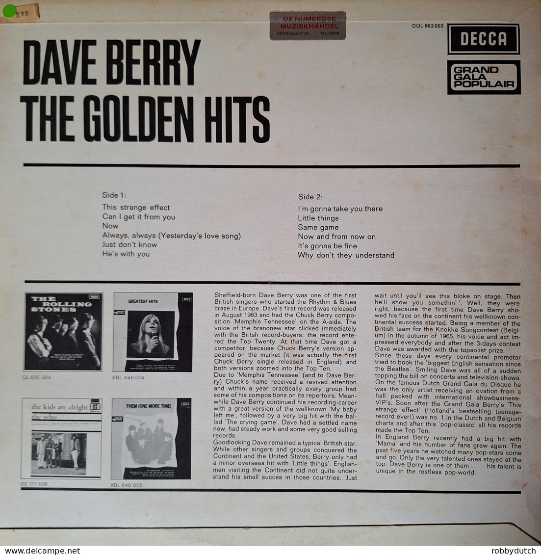 * LP *  DAVE BERRY - THE GOLDEN HITS (Holland 1966 EX-) - Disco & Pop