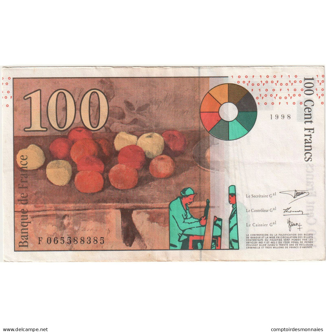 France, 100 Francs, Cézanne, 1998, 065588385, TTB+, Fayette:74.2, KM:158a - 100 F 1997-1998 ''Cézanne''