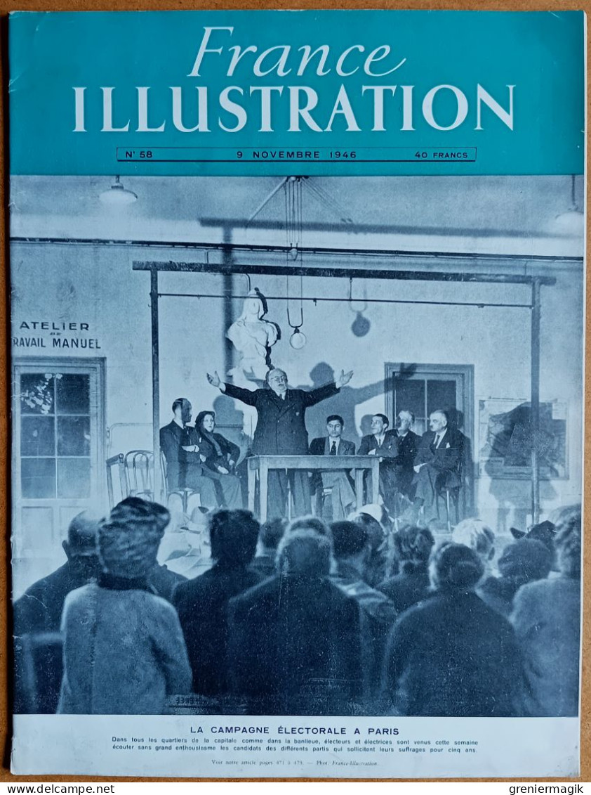 France Illustration N°58 09/11/1946 La Campagne électorale à Paris/Tunisie/Assemblée Générale De L'ONU/De Soubiran - Allgemeine Literatur