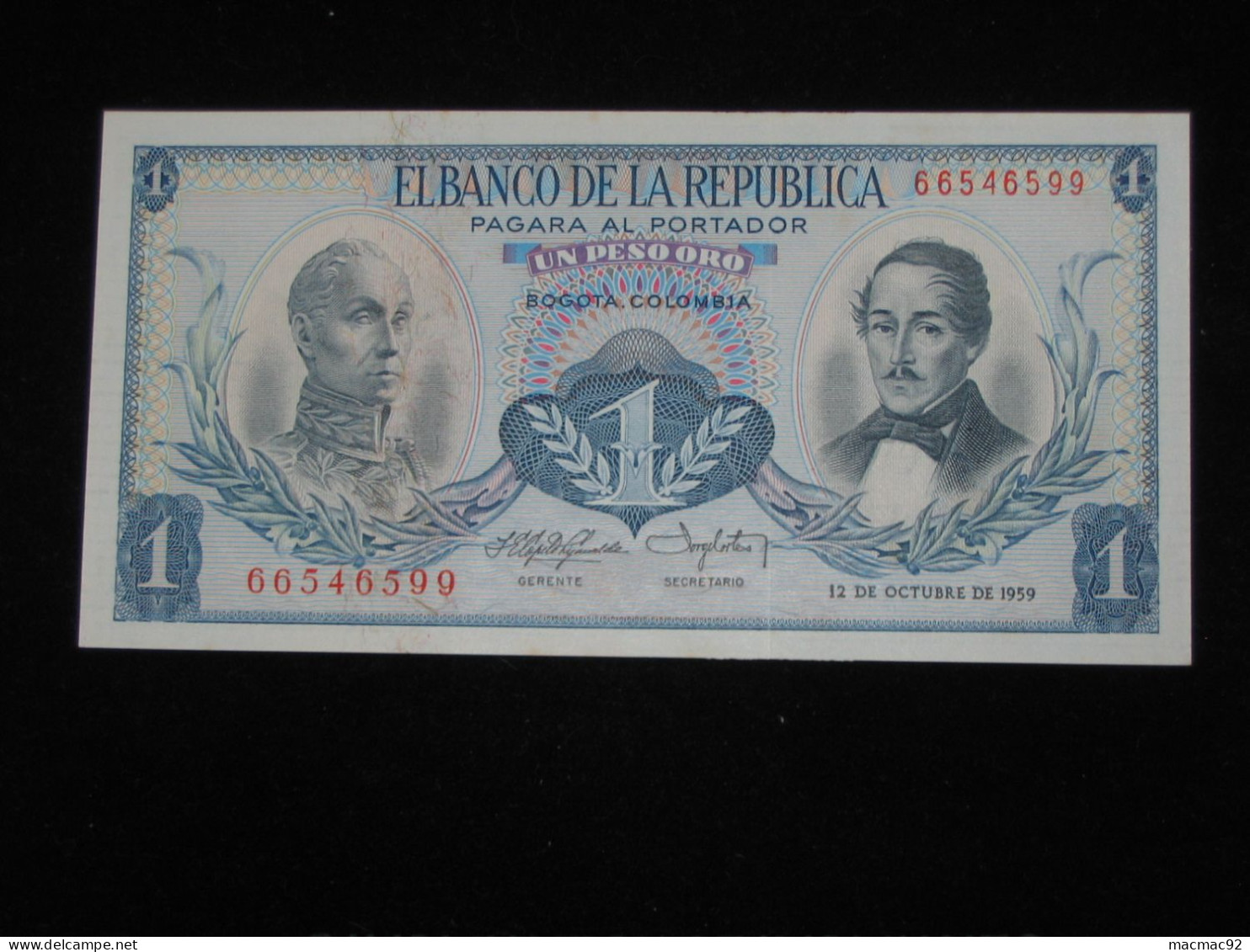 COLOMBIE - 1 Un  Peso Oro - 1959 - El Banco De La Republica  **** EN ACHAT IMMEDIAT **** - Colombia