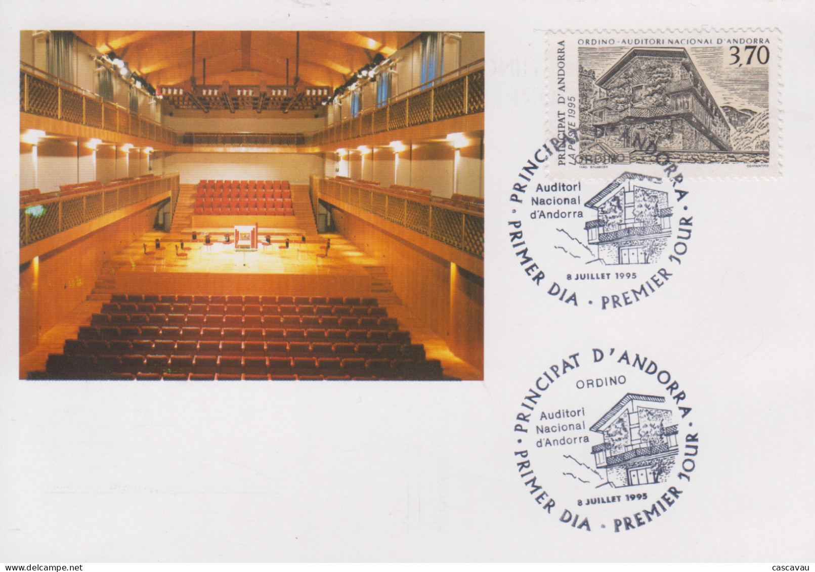 Carte  Maximum  1er  Jour   ANDORRE   ANDORRA    Auditorium  National  à  ORDINO   1995 - Cartoline Maximum