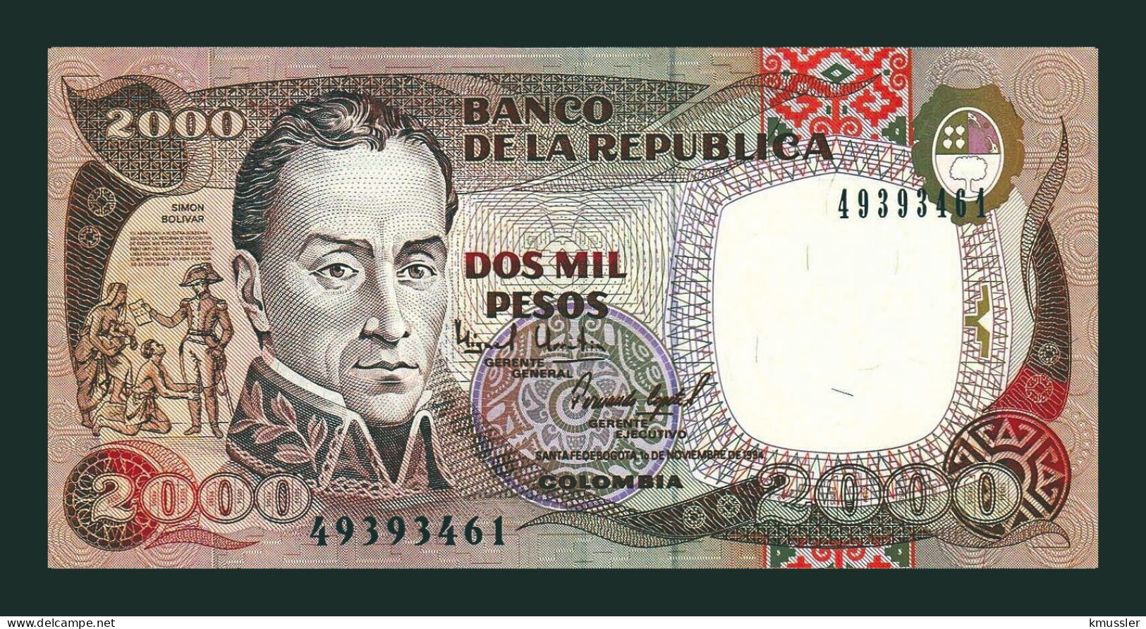 # # # Banknote Kolumbien (Colombia) 2.000 Pesos 1994 (P-439) UNC # # # - Colombie