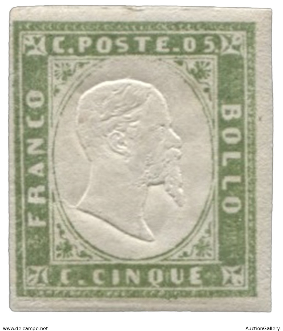 Antichi Stati Italiani - Sardegna - 5 Cent Verde Oliva Grigiastro Chiaro Bene Marginato - AD + Raybaudi - (13Bd) - Other & Unclassified