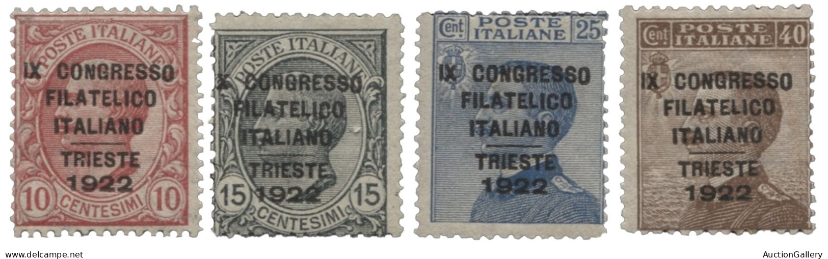 Regno - Vittorio Emanuele III - 1922 Regno - Congresso Filatelico Italiano - Quattro Valori Di Splendida Qualità - Cert. - Autres & Non Classés