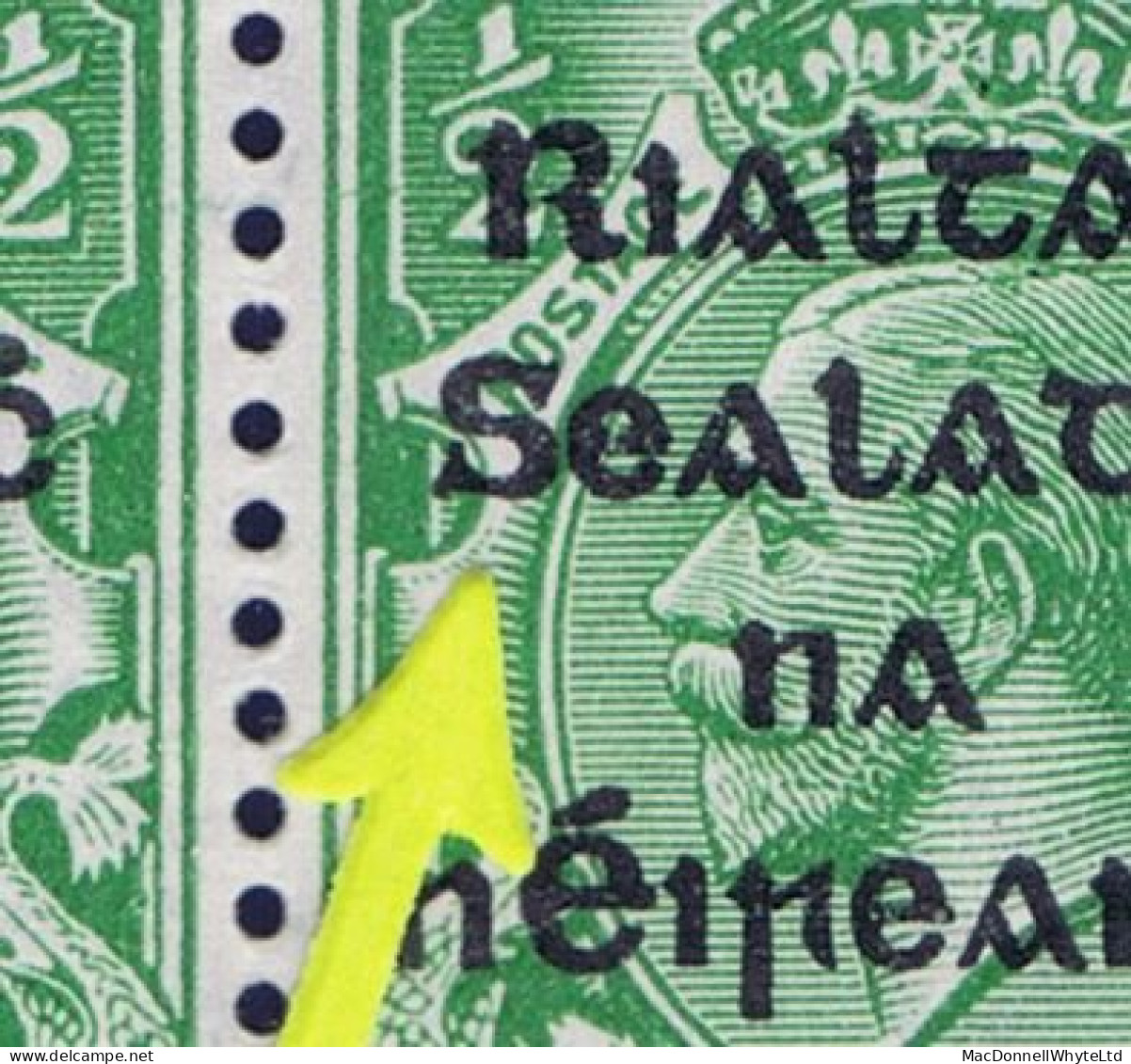 Ireland 1922 Thom Rialtas 5-line Ovpt In Blue-black On ½d, Marginal Block Of 6 Incl "R Over Se" Mint Unmounted - Nuovi