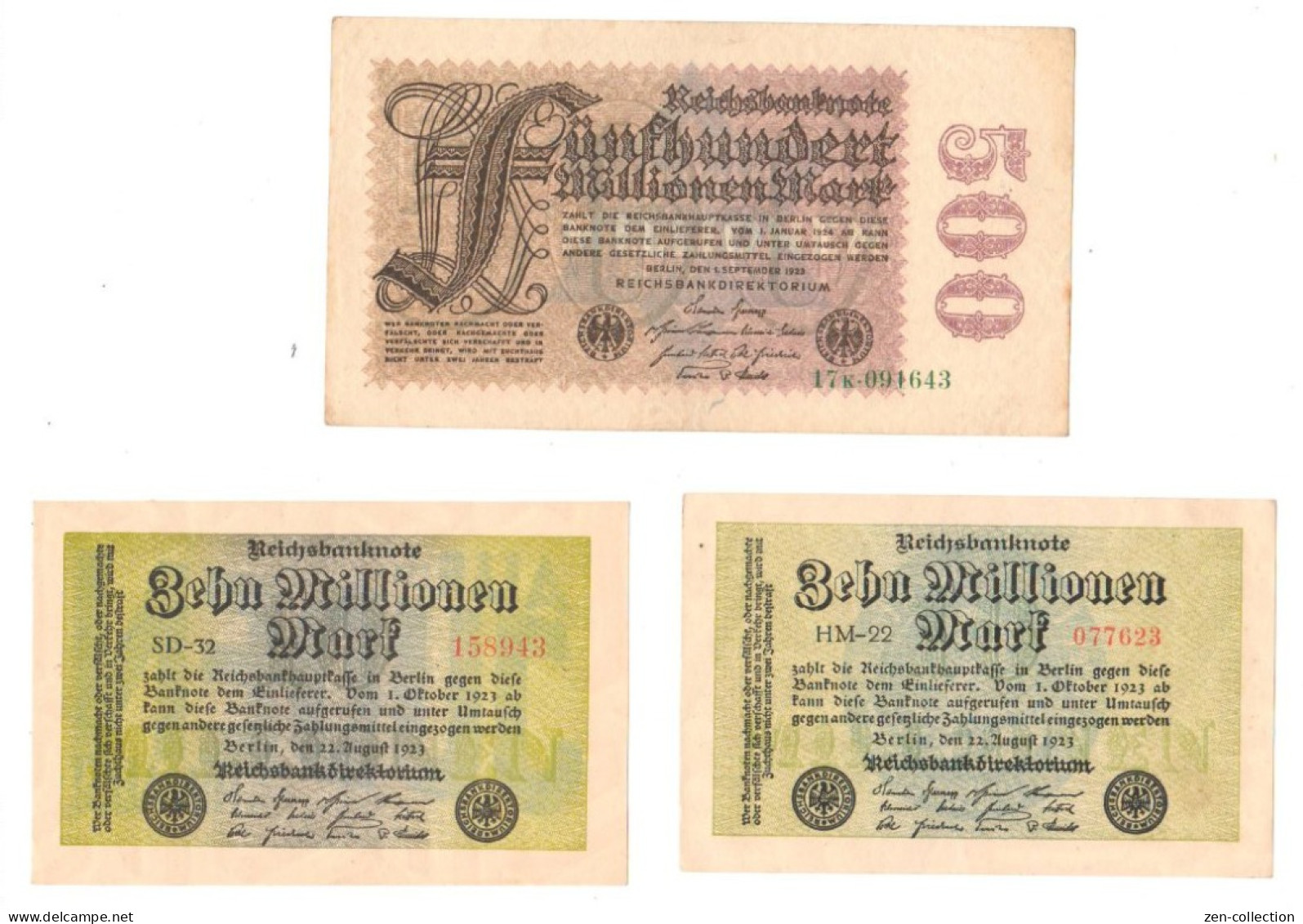 3 Nazi Propaganda FORGERY Ovpt On Genuine 1923 EF - Divisa Confederada (1861-1864)