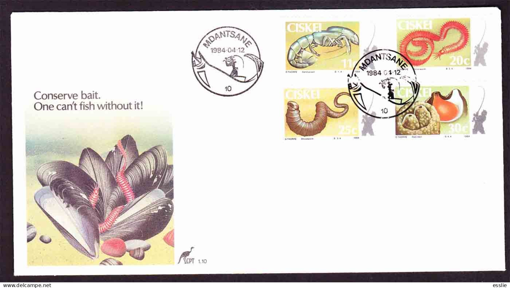 Ciskei - 1984 - Coastal Angling Bait Fishing - First Day Cover - Small - Ciskei