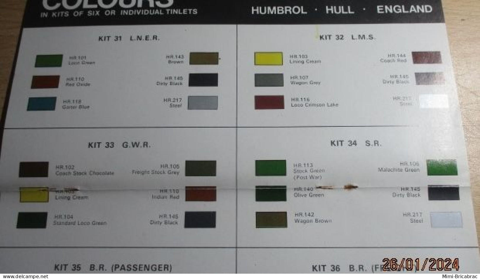 CAGI Rare Années 70/80 Nuancier Couleurs Peinture HUMBROL "Authentic Railway Colours" 48 Teintes - Lokomotiven