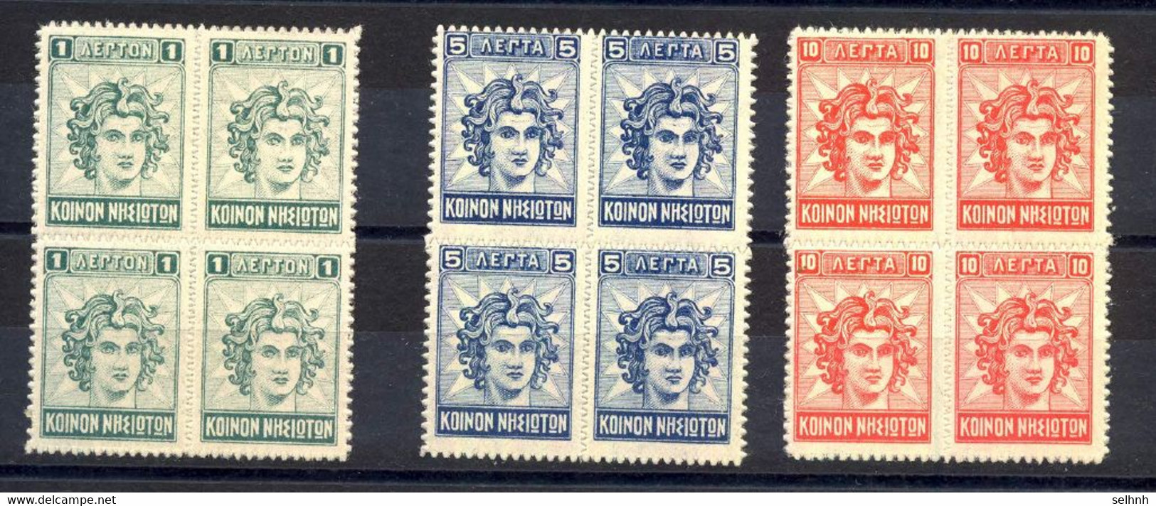 GREECE GRECE 1912 DODECANESE KOINO NISIOTON LUX BLOCK OF FOUR - Dodécanèse