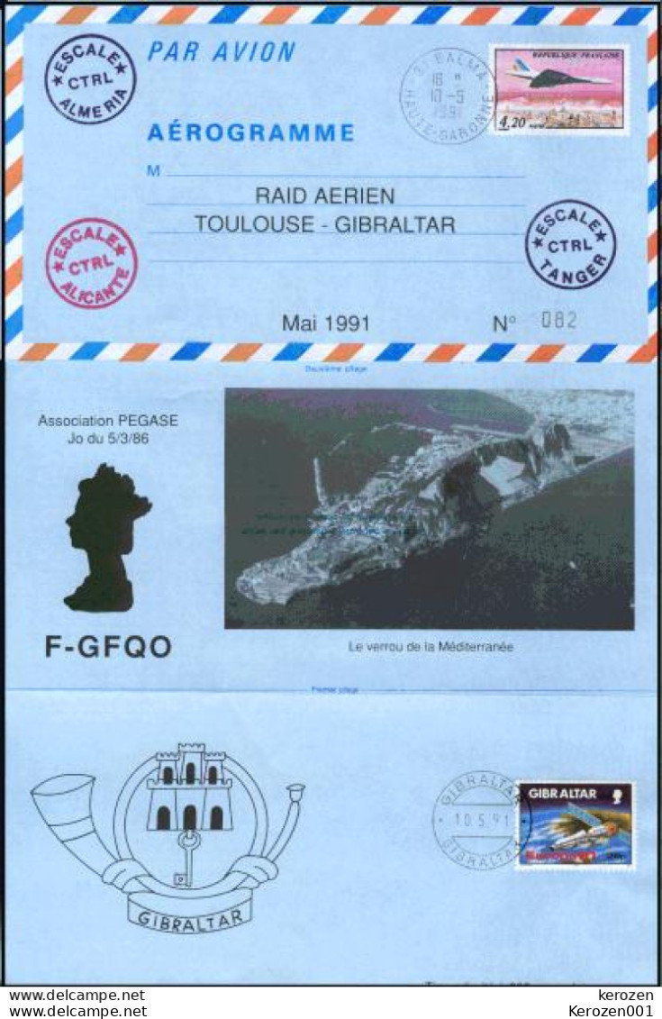 (0023) Aérogramme Raid Aérien Toulouse Gibraltar 1991 - 1960-.... Usati