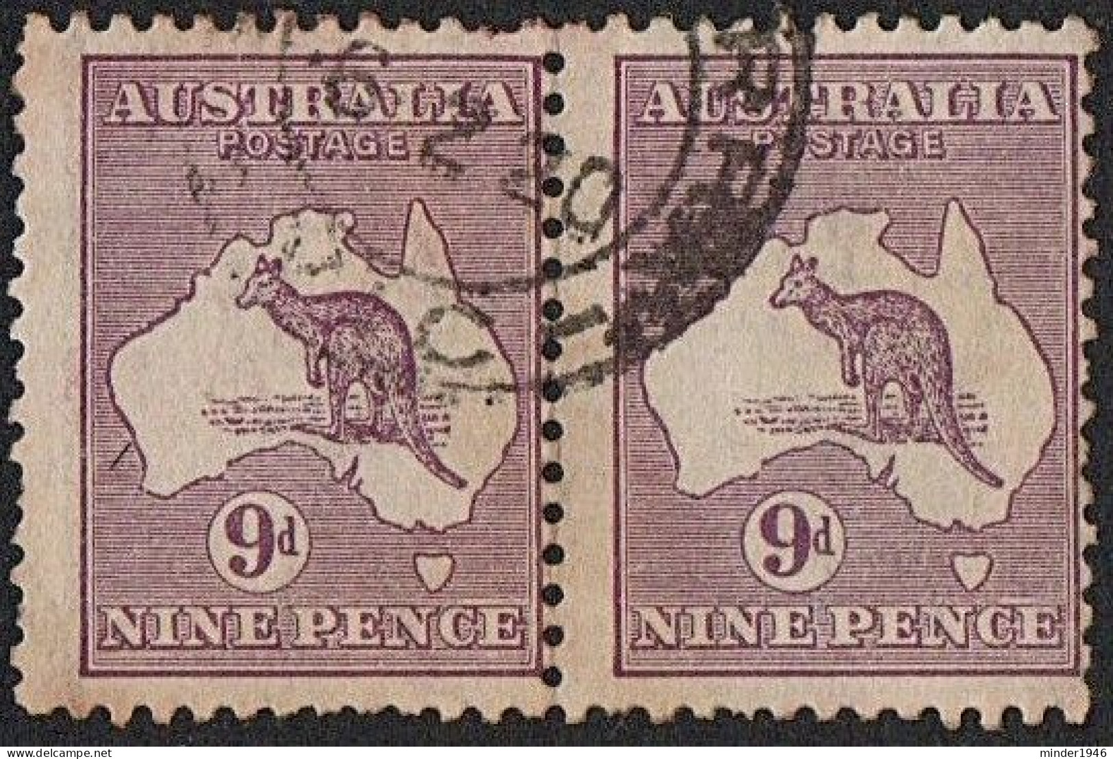 AUSTRALIA 1916 KGV 9d Violet Die II Horizontal Pair SG39 Used - Oblitérés