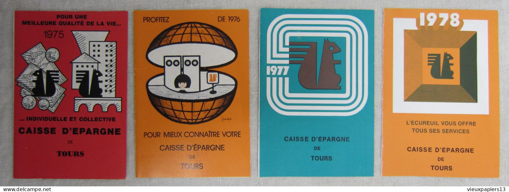 Ensemble De 4 Calendriers De Poche Caisse D'épargne De Tours 1975/76/77/78 - Petit Format : 1971-80