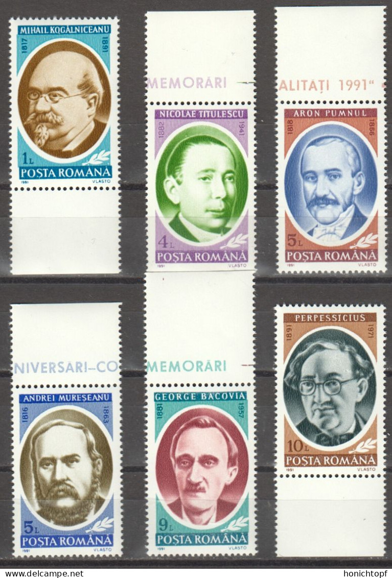 Rumänien; 1991; Michel 4752/7 **; Persönlichkeiten; Rand; Bild2 - Neufs