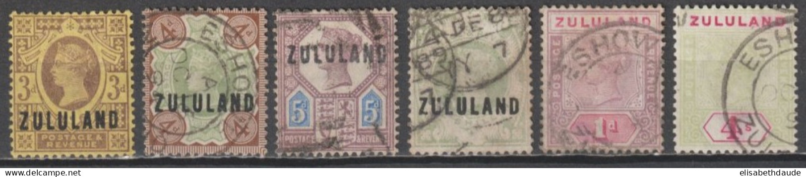 ZULULAND - 1888/1894 - YVERT N°5 * MH + 6/7 + 10 + 15 + 21 OBLITERES - COTE = 485 EUR - Zululand (1888-1902)