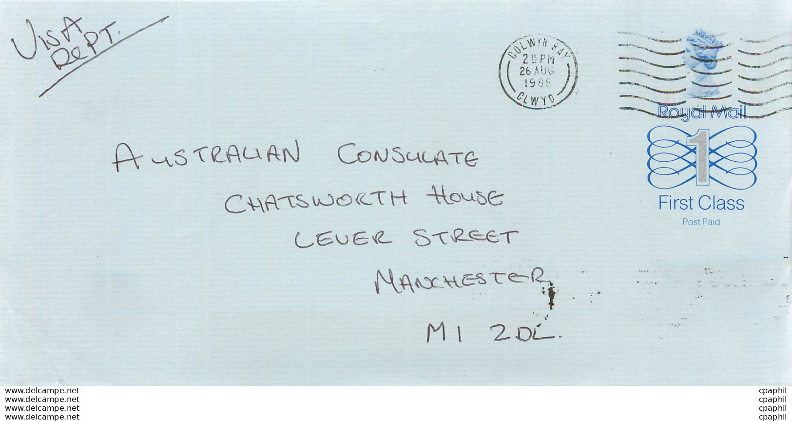 Entier Postal Stationary Great Britain Machin Australian Consulate Manchester - Storia Postale