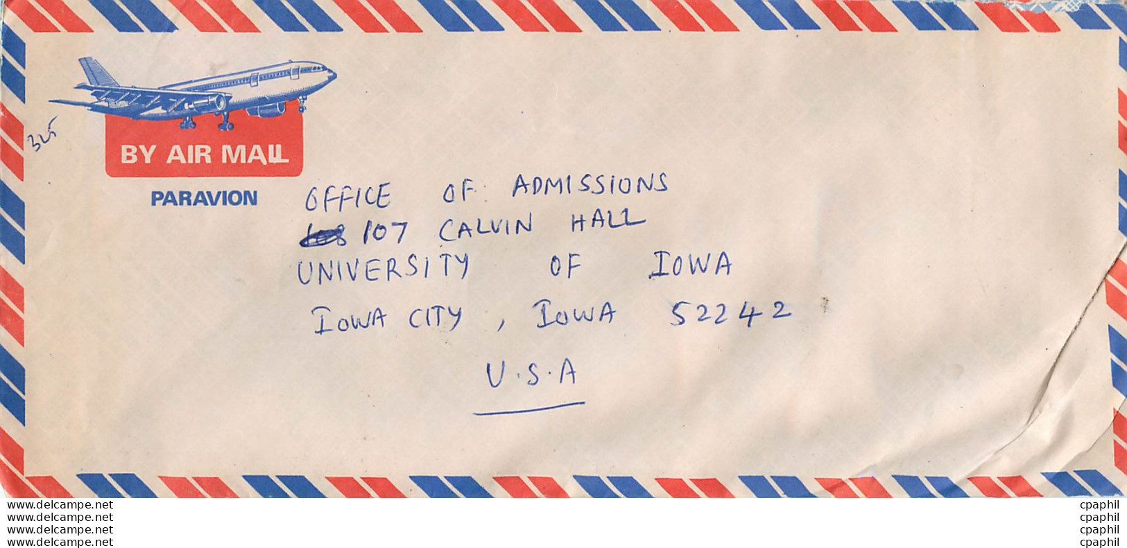 Lettre Cover For University Of Iowa Inde India - Storia Postale