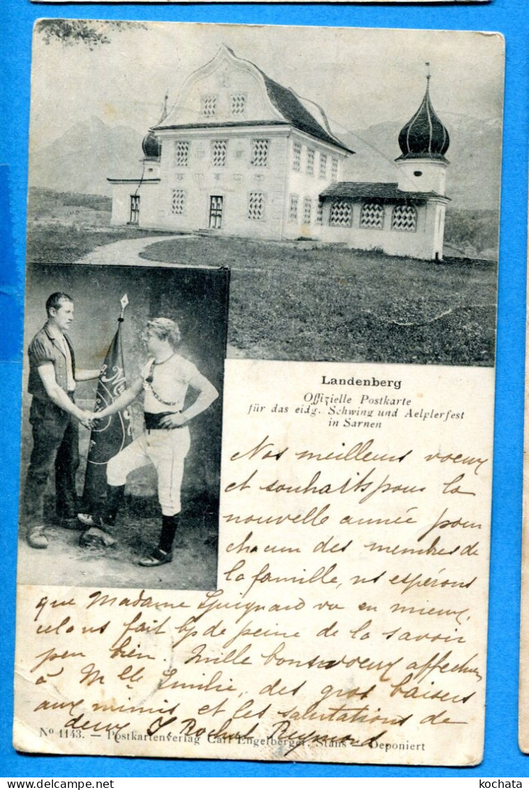 NY1121, Landenberg, Offizielle Postkarte Schwing Und Alpenfest In Sarnen, 1143, Précurseur, Circulée 1902 - Sarnen