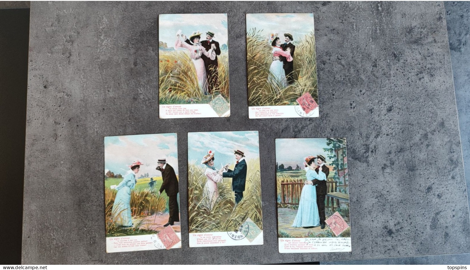 LOT 5  CARTE POSTALE CP FANTAISIE COUPLE UN SIGNE D' AMOUR  1906 TBE - Sammlungen & Sammellose