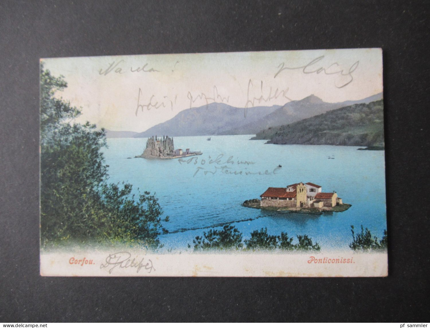 1906 AK Corfou Ponticonissi / Corfu Stp. Kepkypa Und Ank. K1 Weissensulz Und Ra1 * Neudorf (Weissensulz)* Postablage Stp - Briefe U. Dokumente