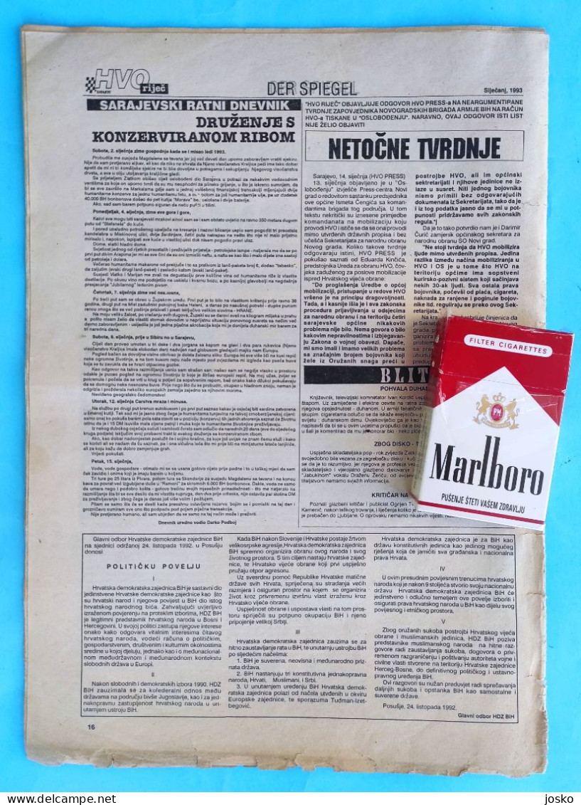 HVO Riječ - Glasnik Hrvatskog Vijeća Obrane Sarajevo No 1 (1993) Bosnia And Herzegovina War 90s HVO Herceg-Bosna Croatia - Other & Unclassified