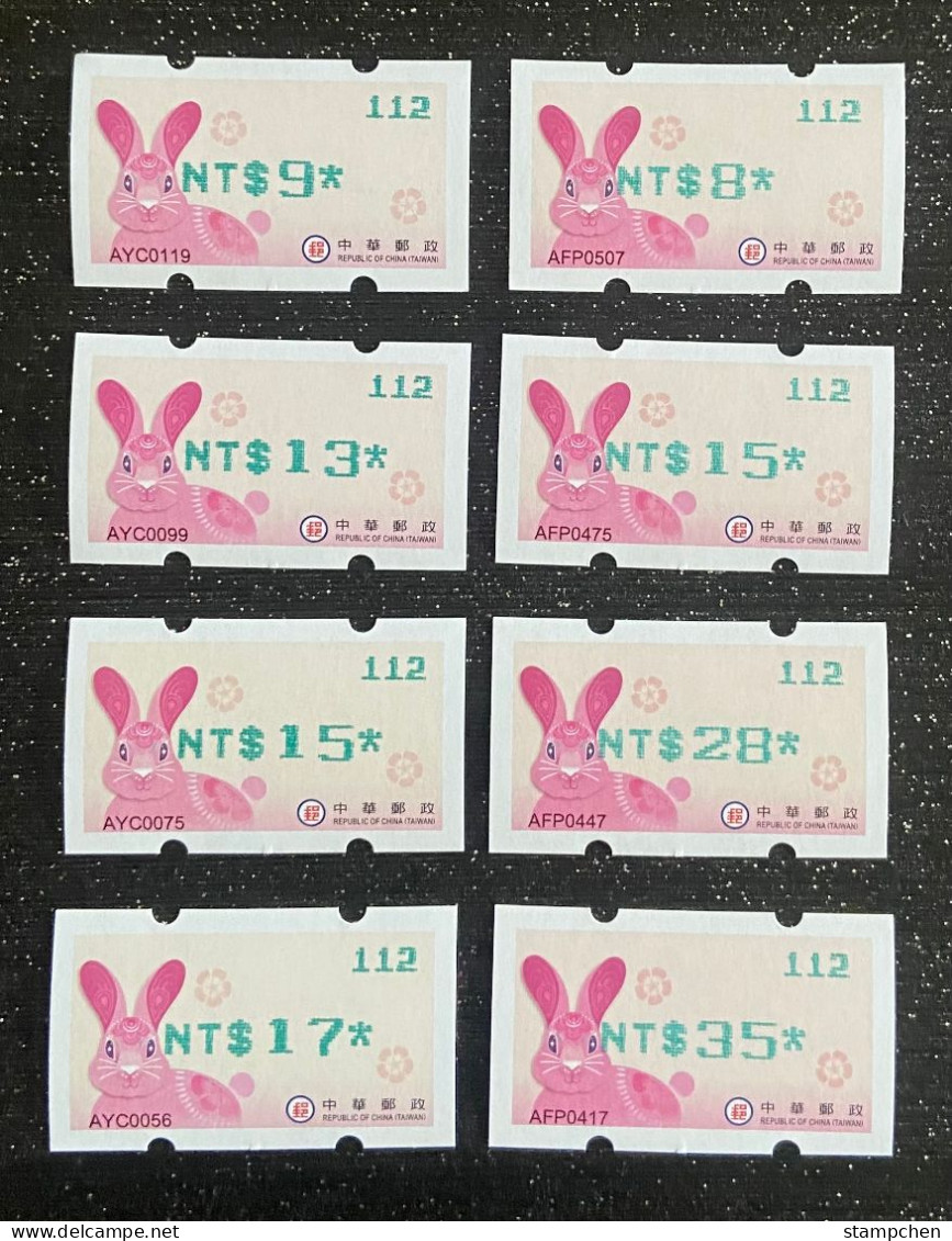 Taiwan Green Imprint Set ATM Frama Stamp- 2023 Year Auspicious Hare Rabbit New Year Unusual - Neufs