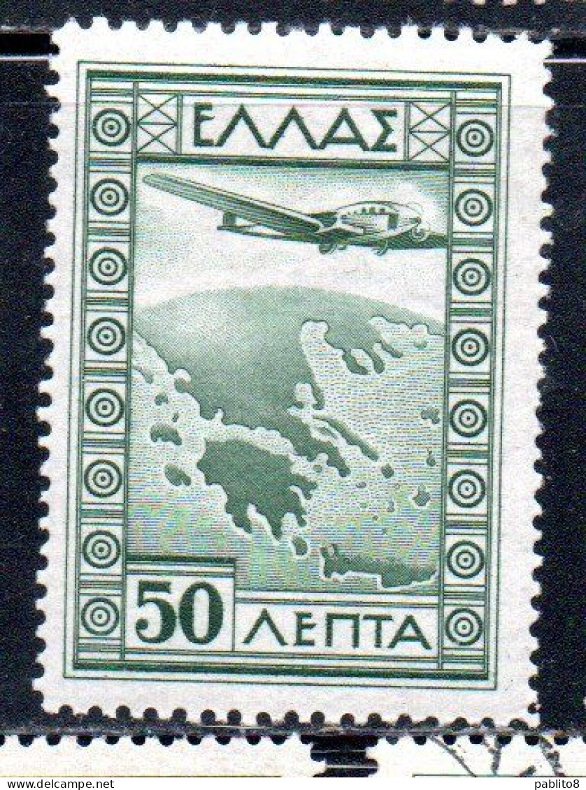 GREECE GRECIA ELLAS 1933 AIR POST MAIL AIRMAIL AIRPLANE OVER MAP OF GREECE 50l MNH - Ungebraucht