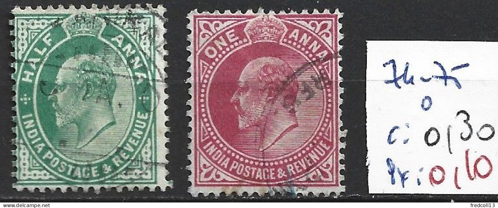 INDE ANGLAISE 74-75 Oblitérés Côte 0.30 € - 1902-11 Koning Edward VII