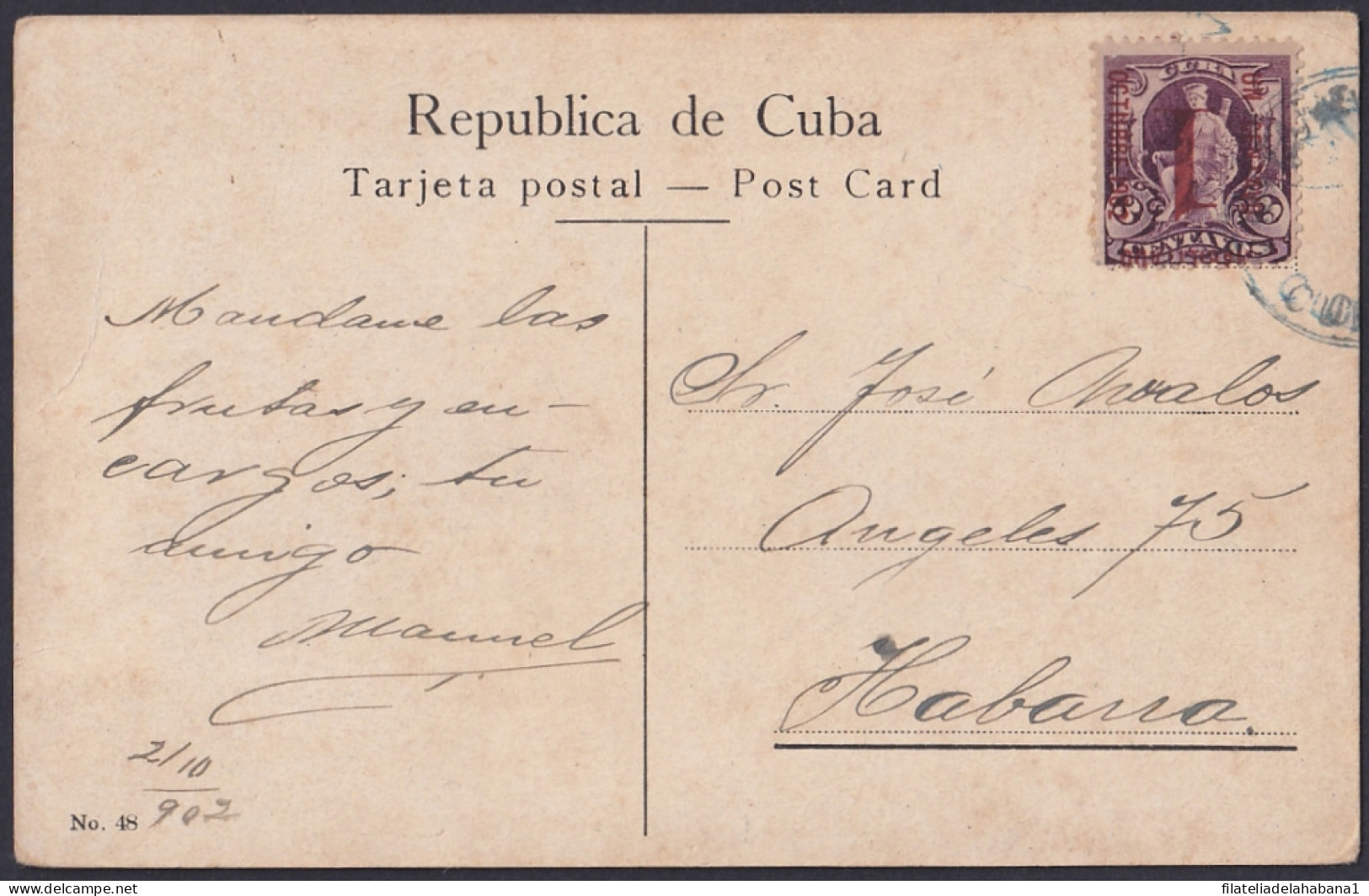 1902-H-32 CUBA REPUBLICA 1902 INVERTED OVERPRINT POSTCARD. SOLD AS IS.  - Altri & Non Classificati