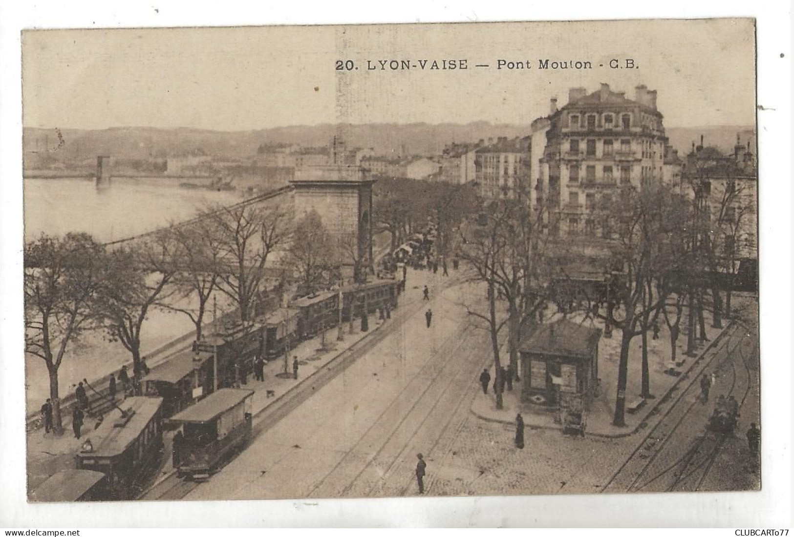 Lyon 9ème Arr (69) : Vue Panoramique Sur L'arrêt Des Tramways Au Quartier De Vaise En 1918 (animé) PF. - Lyon 9