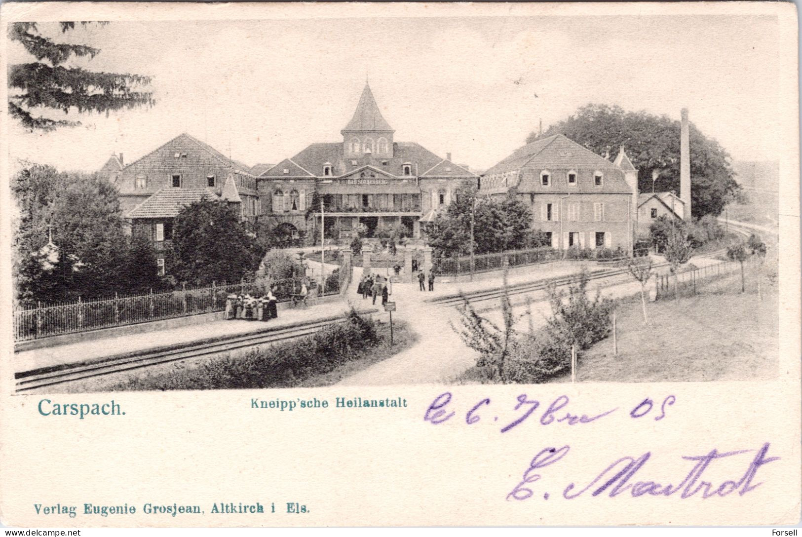 Carsbach , Kneippsche Heilanstalt (Mit Bahn) (Stempel: Carsbach 1905) - Elsass