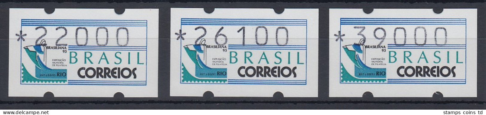 Brasilien Klüssendorf-ATM 1993 BRASILIANA Mi-Nr 5 Satz 22000 - 26100 - 39000 ** - Franking Labels