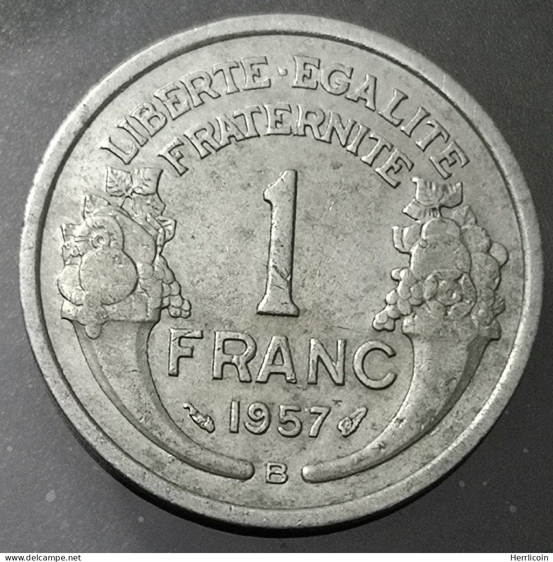 Monnaie France - 1957 "B" - 1 Franc Morlon Aluminium, Légère (1,3g) - 1 Franc