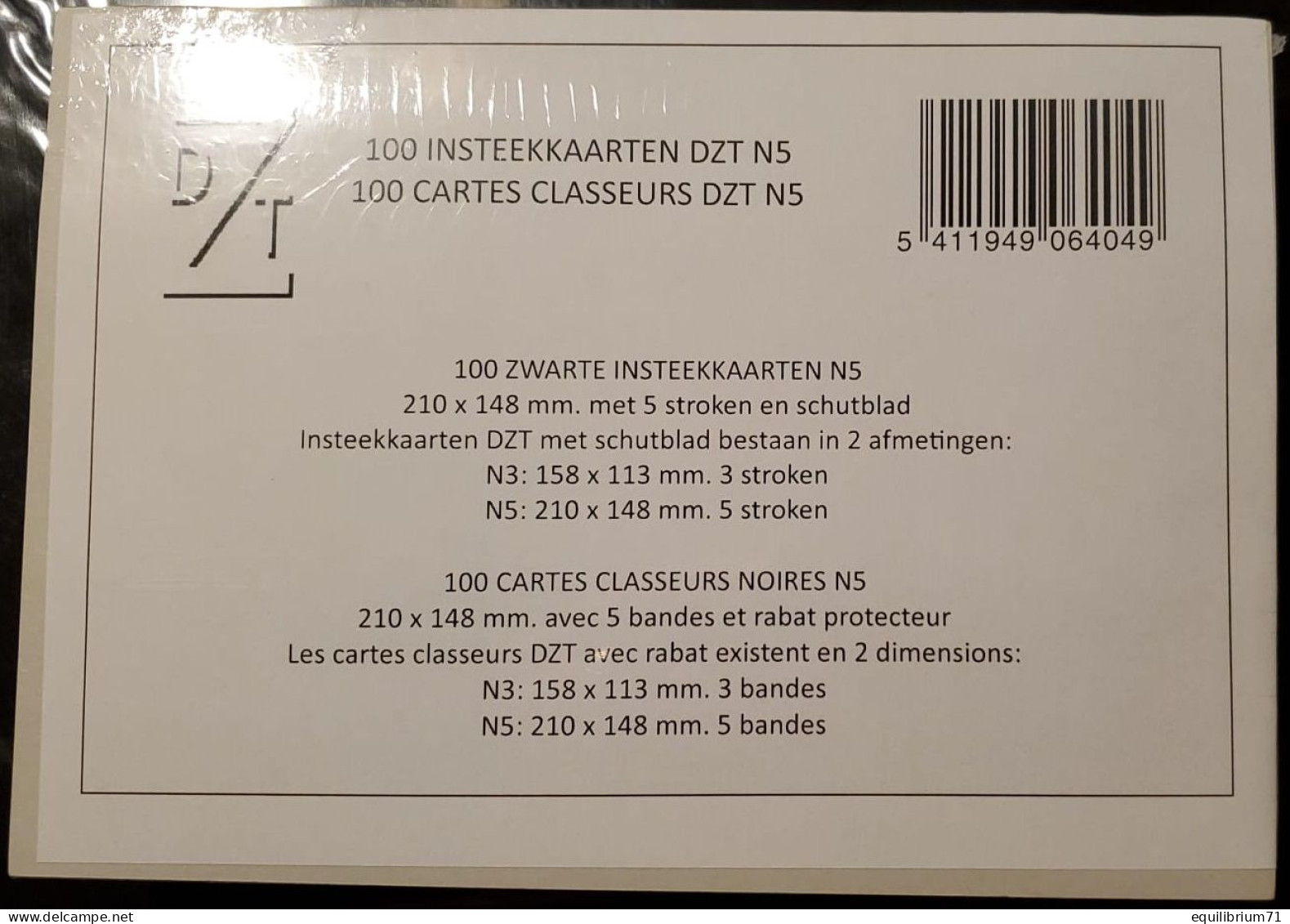 100 Cartes Classeurs / Insteekkaarten / Karten Einlegen / Insert Cards - DZT N5 - Etichette