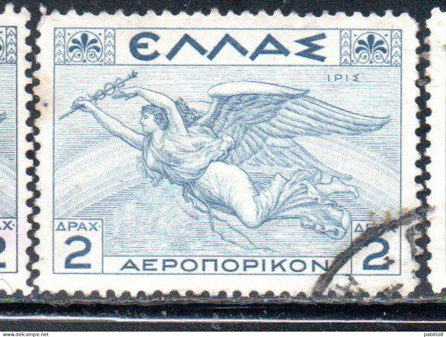 GREECE GRECIA ELLAS 1935 AIR POST MAIL AIRMAIL MYTHOLOGICAL IRIS 2d USED USATO OBLITERE' - Used Stamps