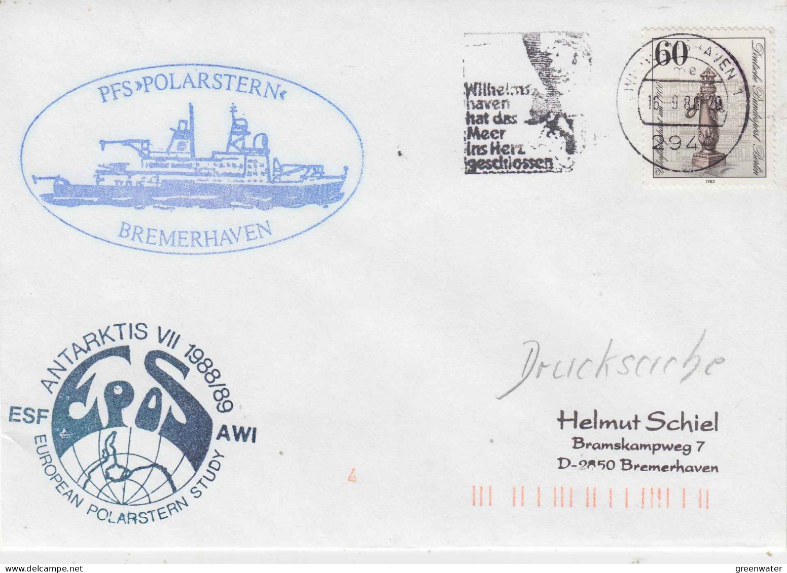 Germany Polarstern European Study Ca Bremerhaven 16.09.1988 (PT161A) - Polar Flights